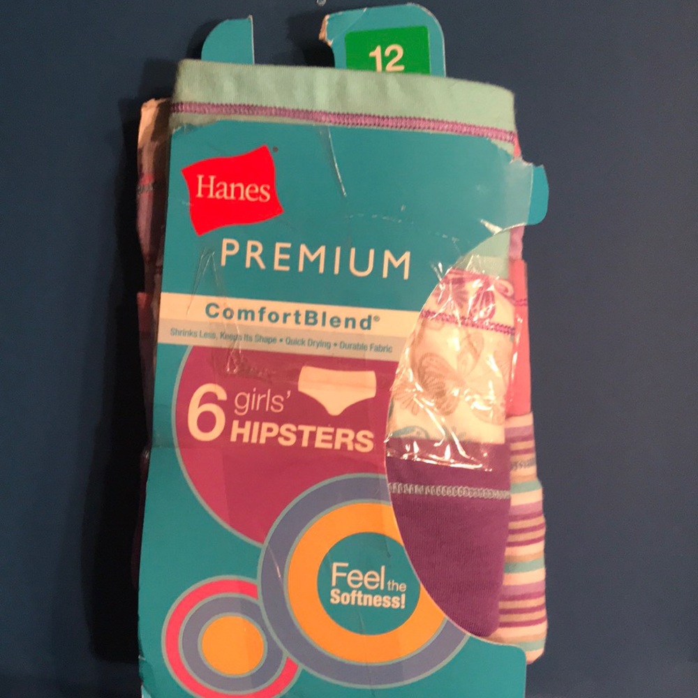 Hanes 6 Hipsters Size 12